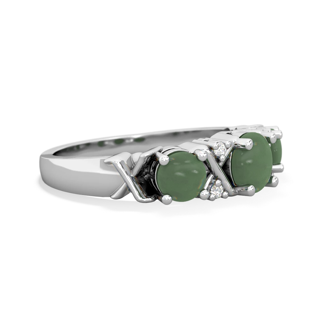 Lab Emerald Hugs And Kisses 14K White Gold ring R5016