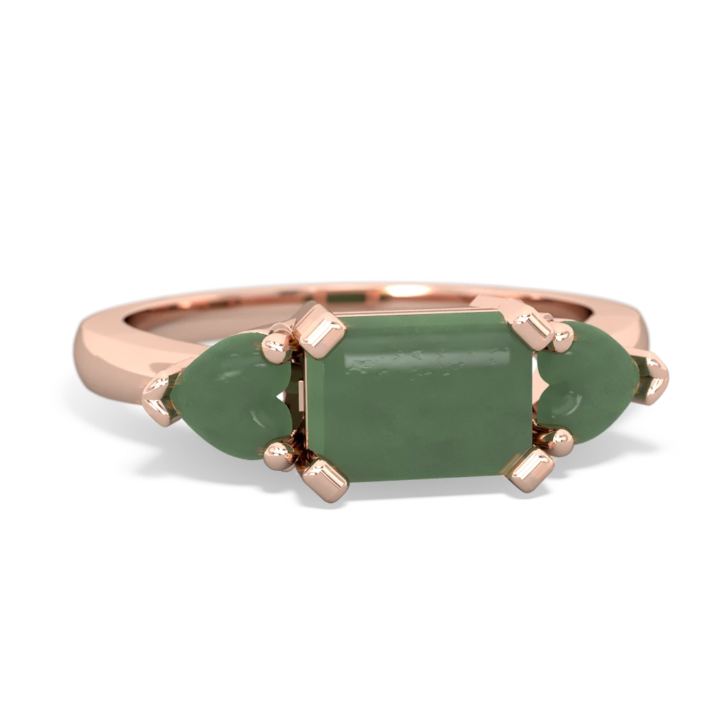 Lab Emerald Three Stone 14K Rose Gold ring R5235