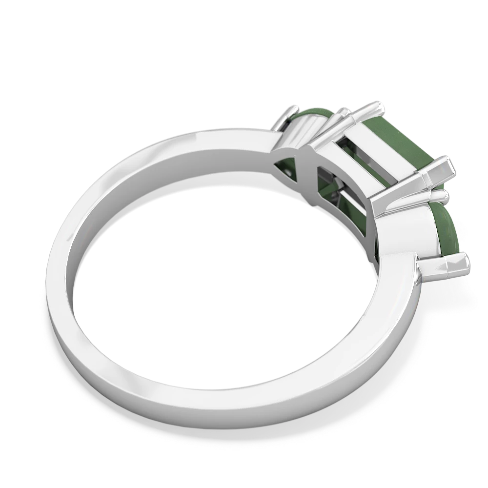 Lab Emerald Three Stone 14K White Gold ring R5235