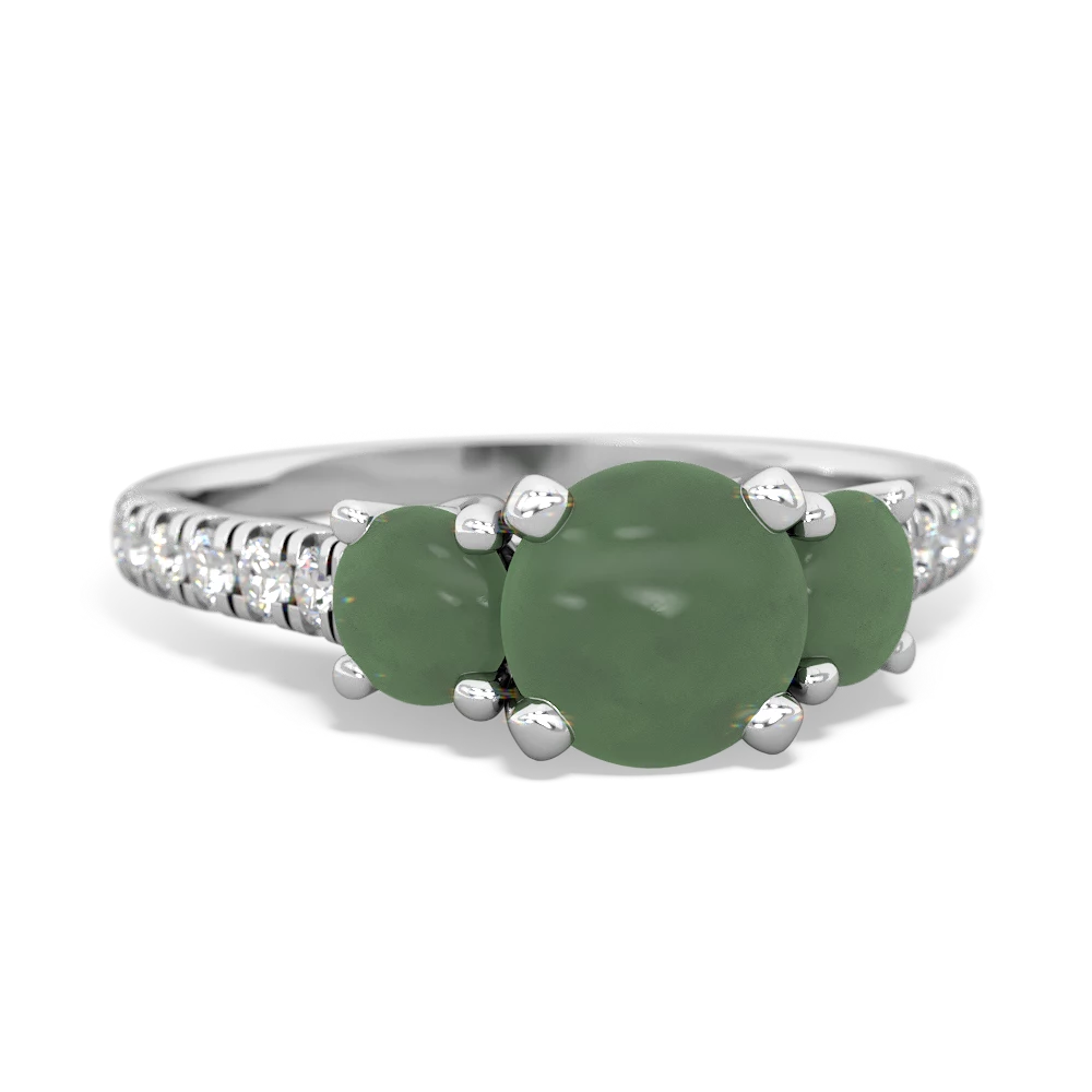 Lab Emerald Pave Trellis 14K White Gold ring R5500