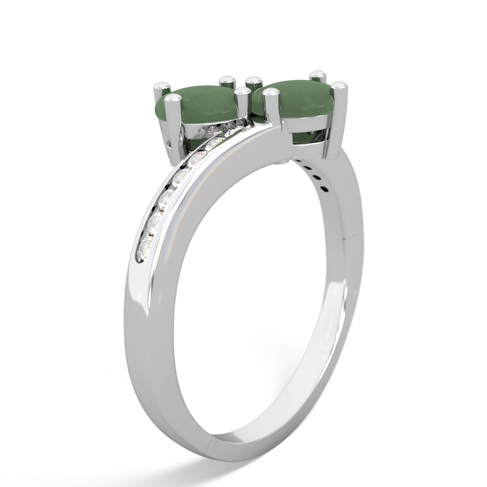 Jade Channel Set Two Stone 14K White Gold ring R5303