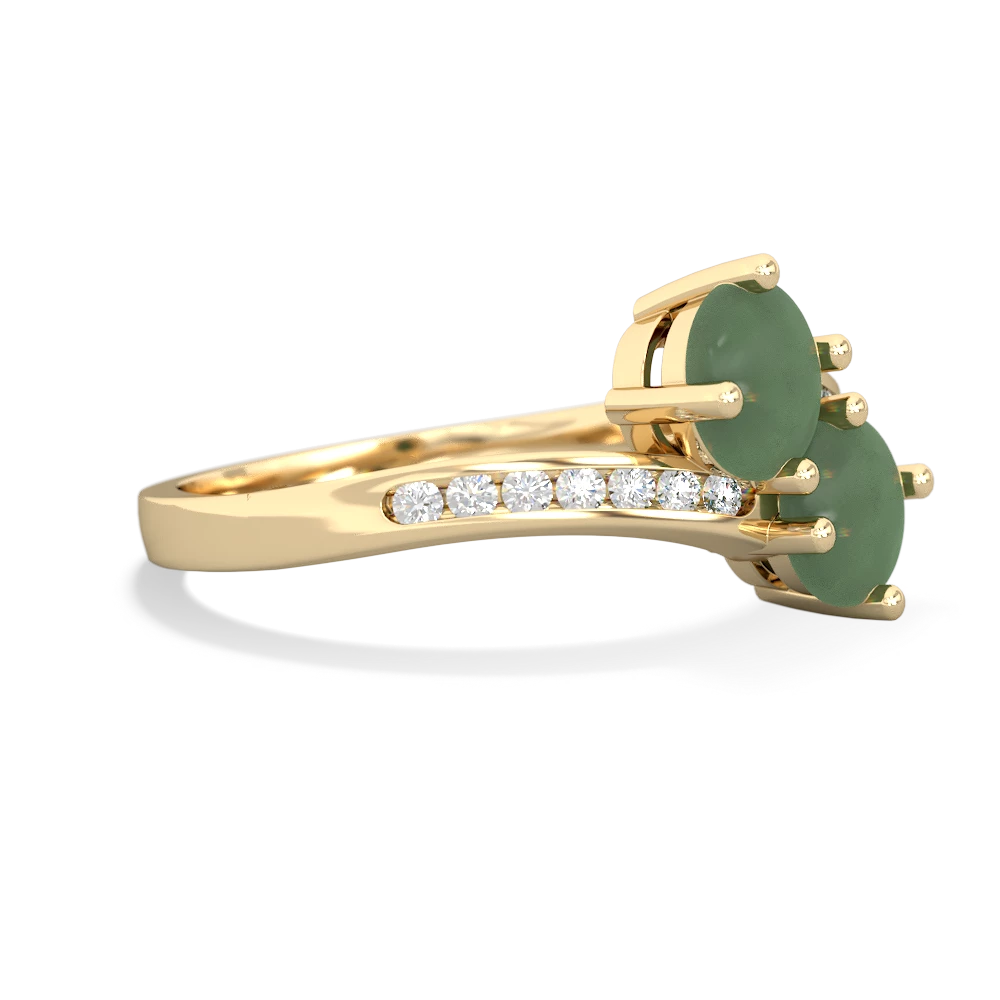 Jade Channel Set Two Stone 14K Yellow Gold ring R5303