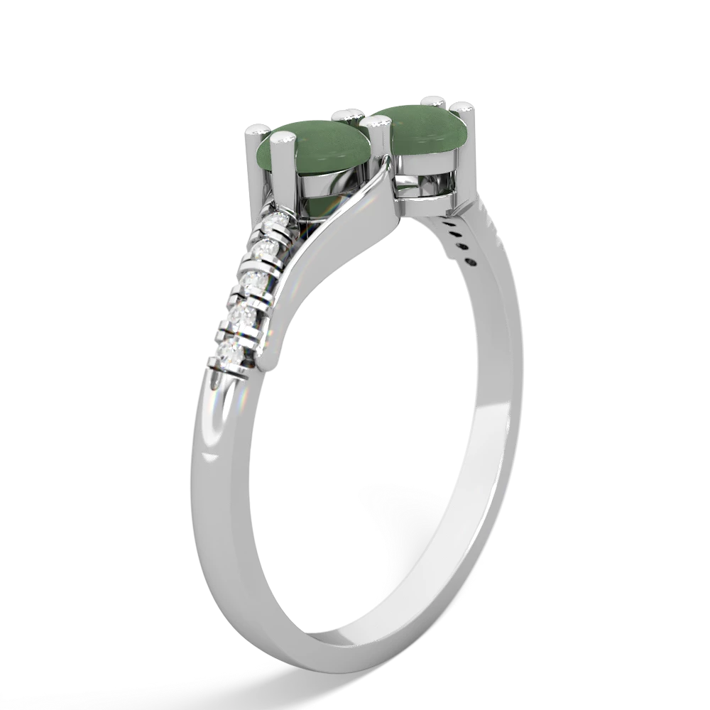 Jade Infinity Pave Two Stone 14K White Gold ring R5285