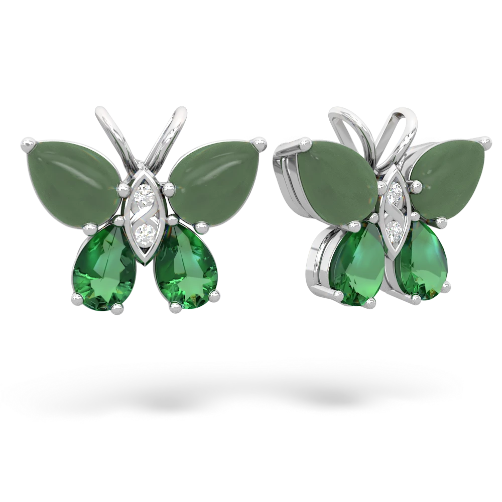 Jade Butterfly 14K White Gold earrings E2215