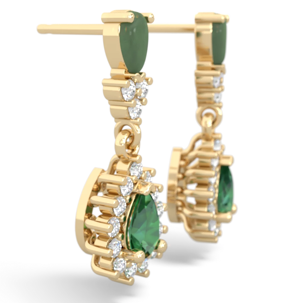 Jade Halo Pear Dangle 14K Yellow Gold earrings E1882