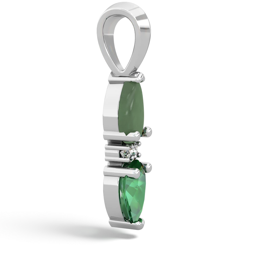 Jade Bowtie Drop 14K White Gold pendant P0865