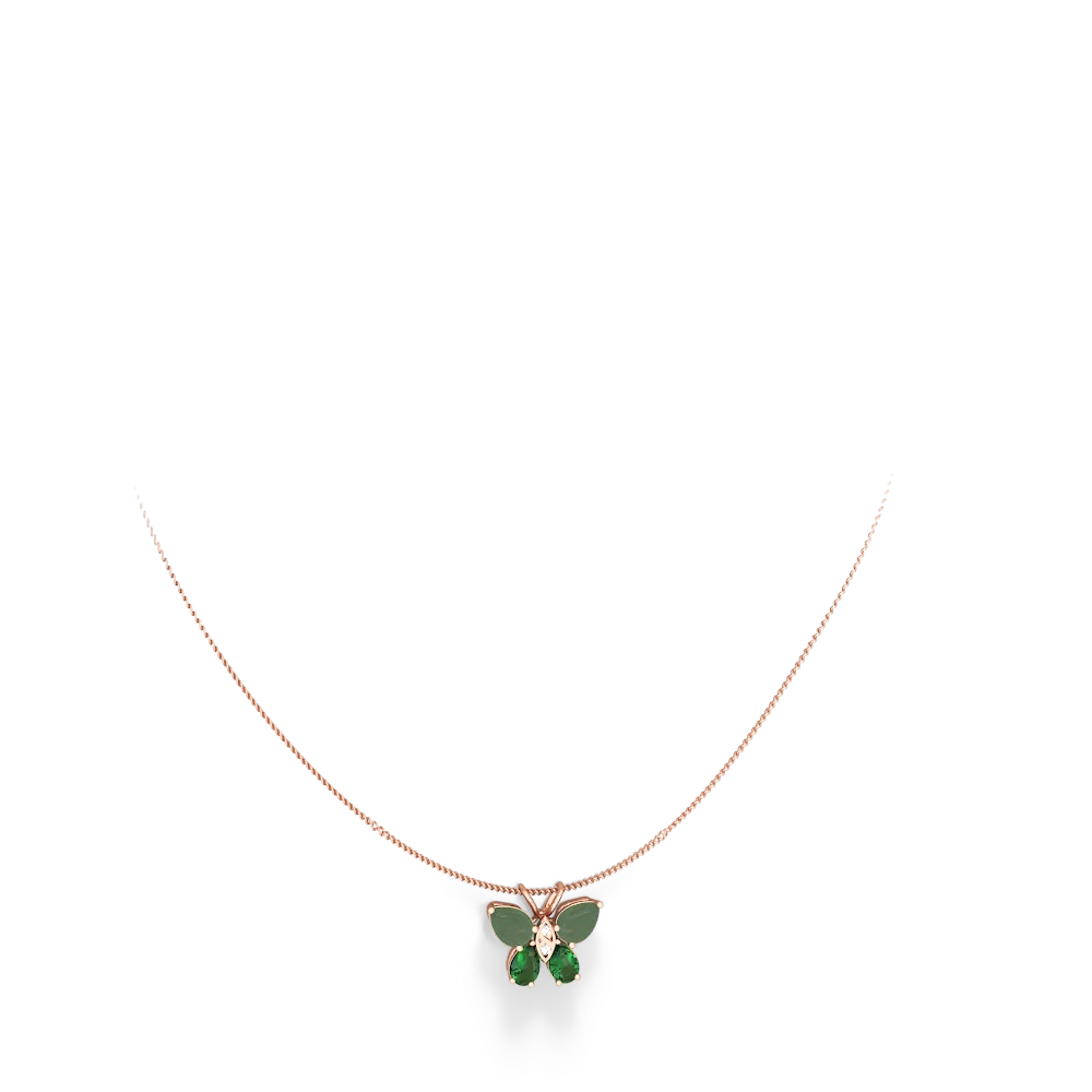 Jade Butterfly 14K Rose Gold pendant P2215