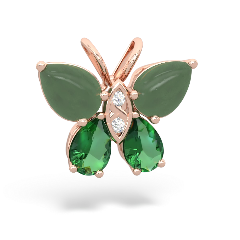 Jade Butterfly 14K Rose Gold pendant P2215