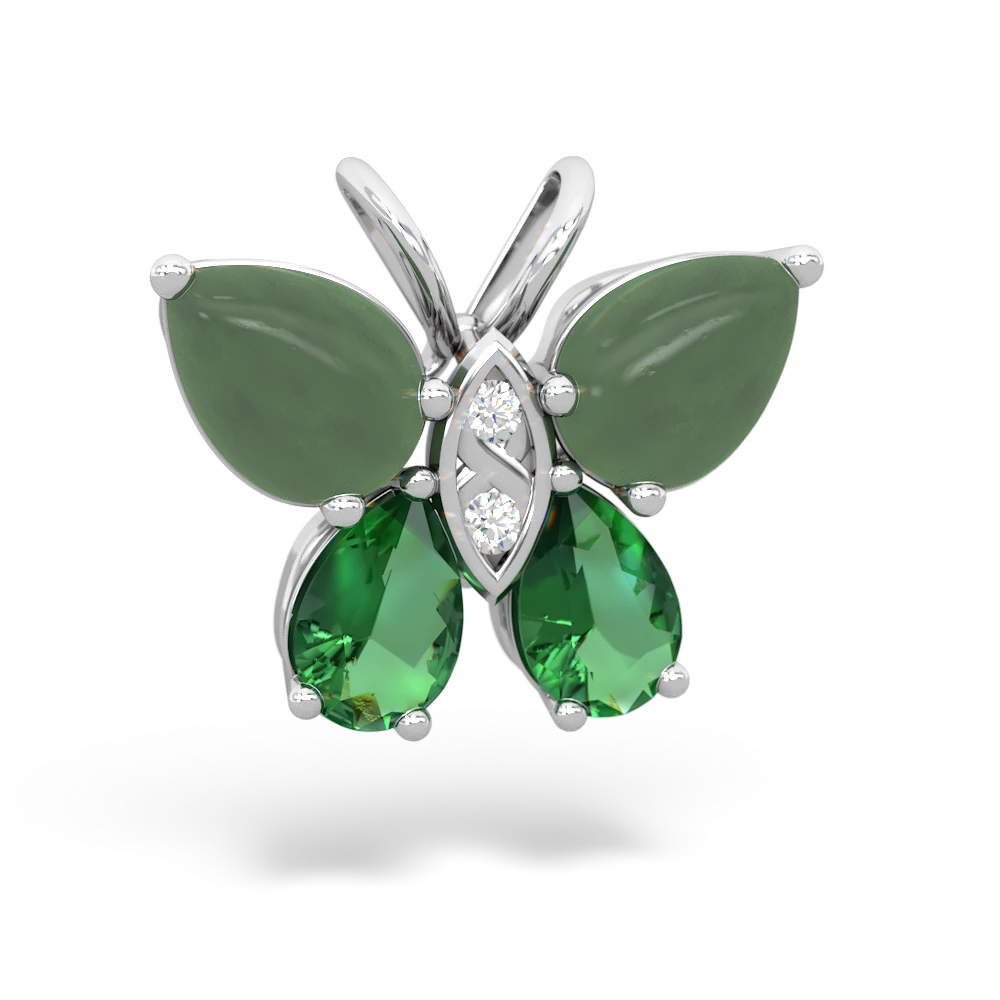 Jade Butterfly 14K White Gold pendant P2215