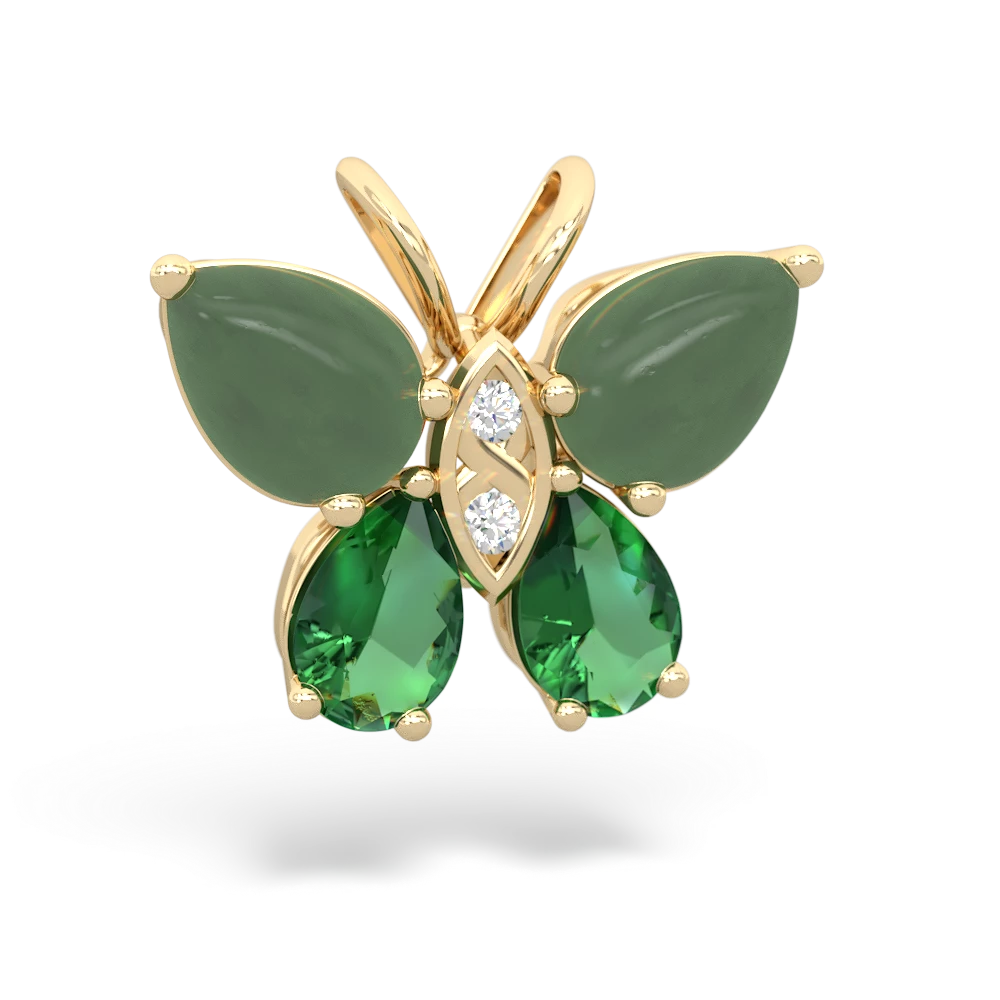 Jade Butterfly 14K Yellow Gold pendant P2215