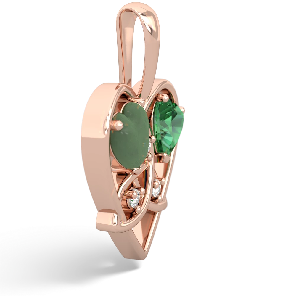 Jade Celtic Trinity Heart 14K Rose Gold pendant P5331