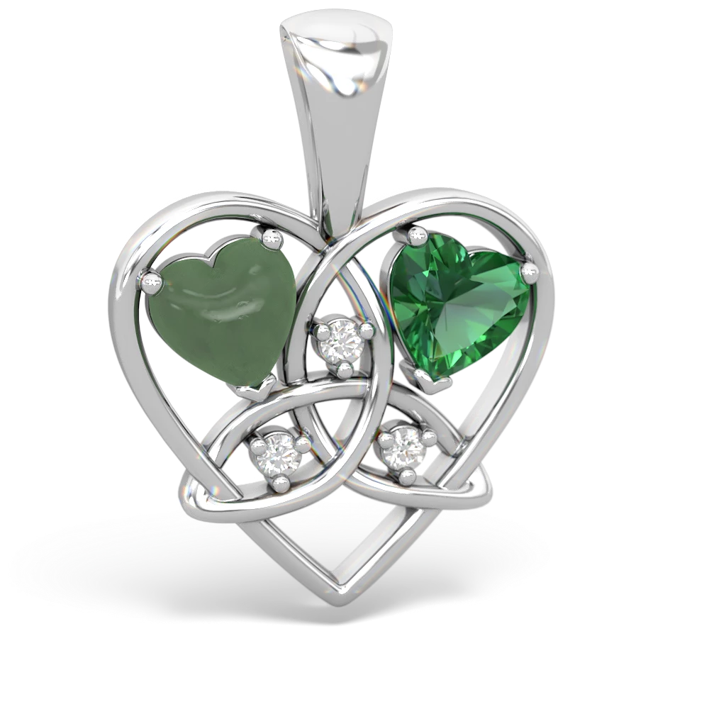 Jade Celtic Trinity Heart 14K White Gold pendant P5331