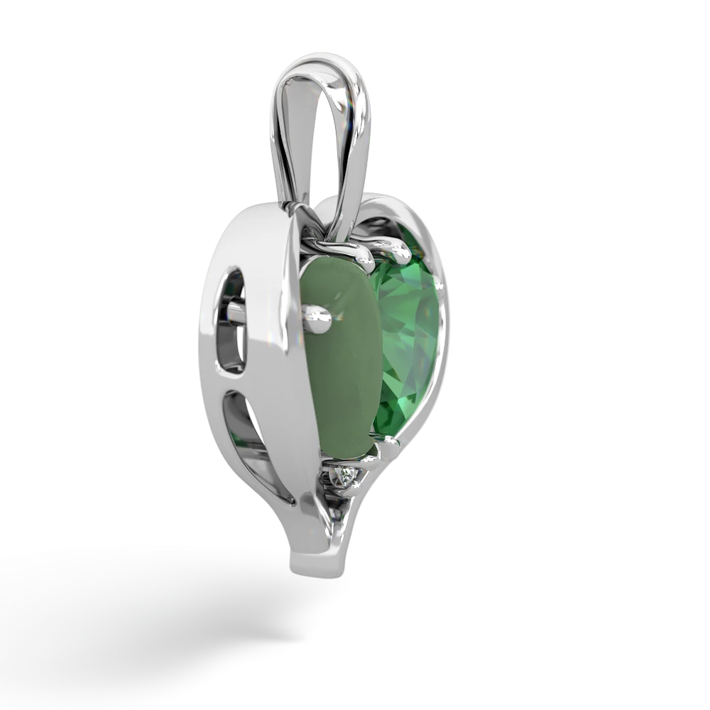 Jade Two Become One 14K White Gold pendant P5330