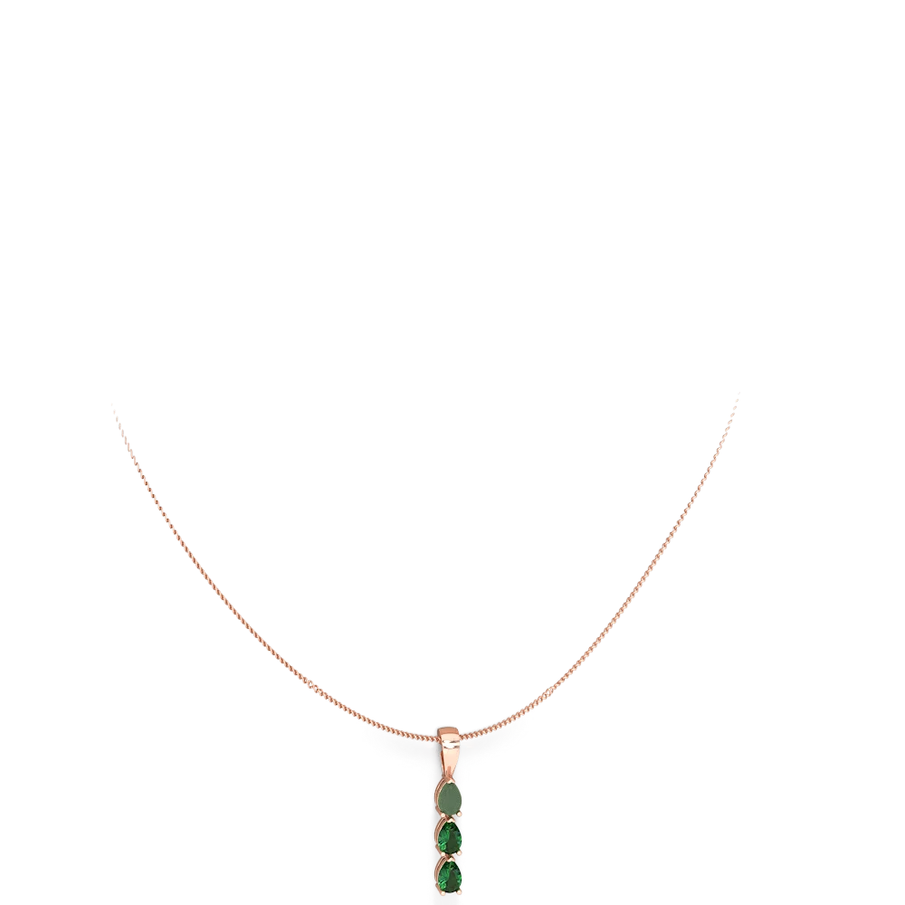 Jade Dew Drops 14K Rose Gold pendant P2251