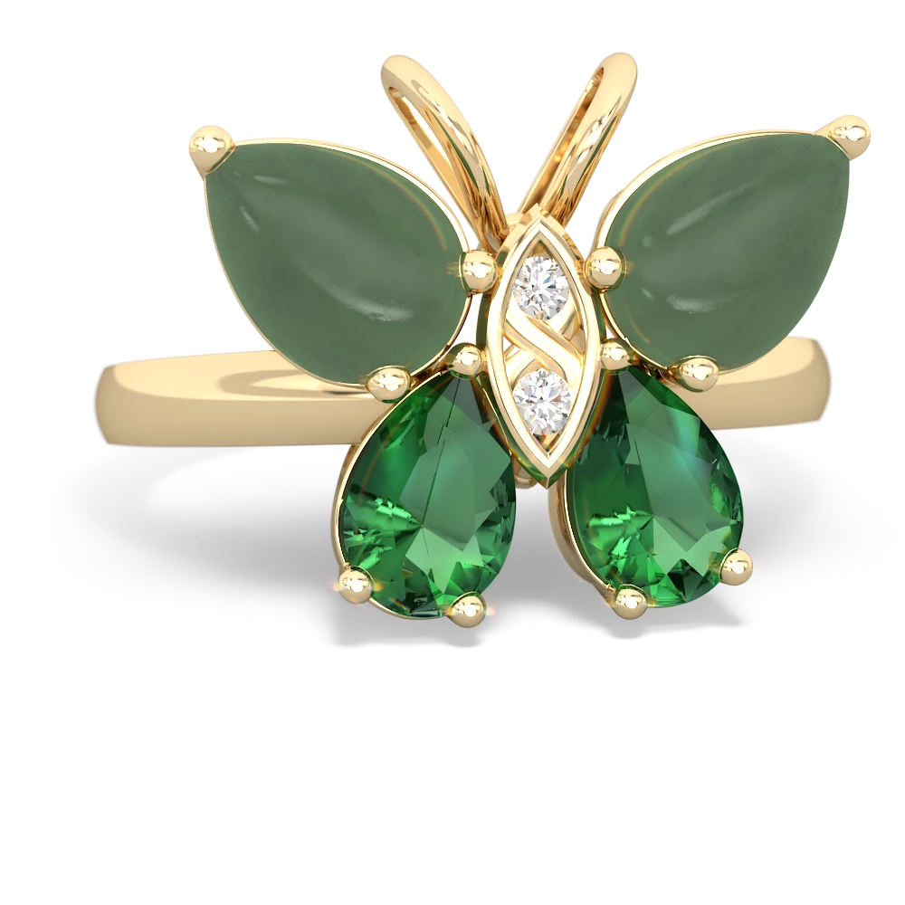 Jade Butterfly 14K Yellow Gold ring R2215