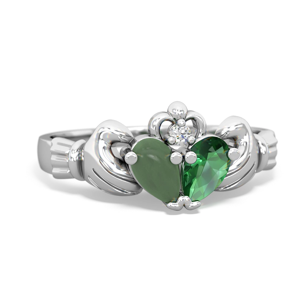 Jade 'Our Heart' Claddagh 14K White Gold ring R2388