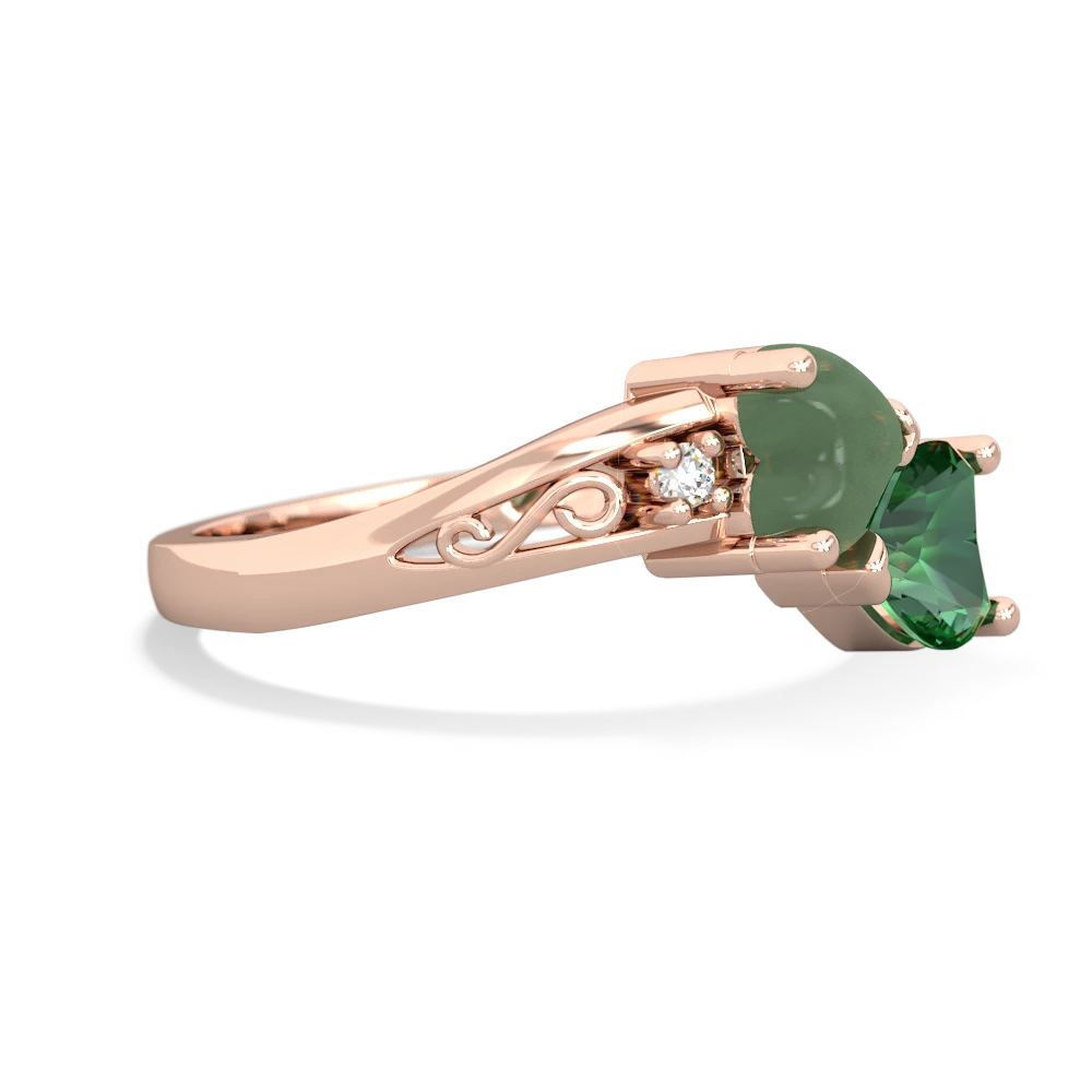 Jade Snuggling Hearts 14K Rose Gold ring R2178