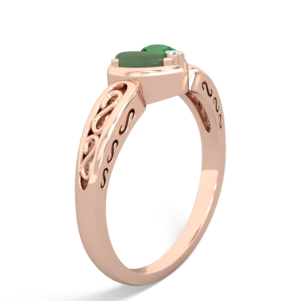 Jade Filligree 'One Heart' 14K Rose Gold ring R5070