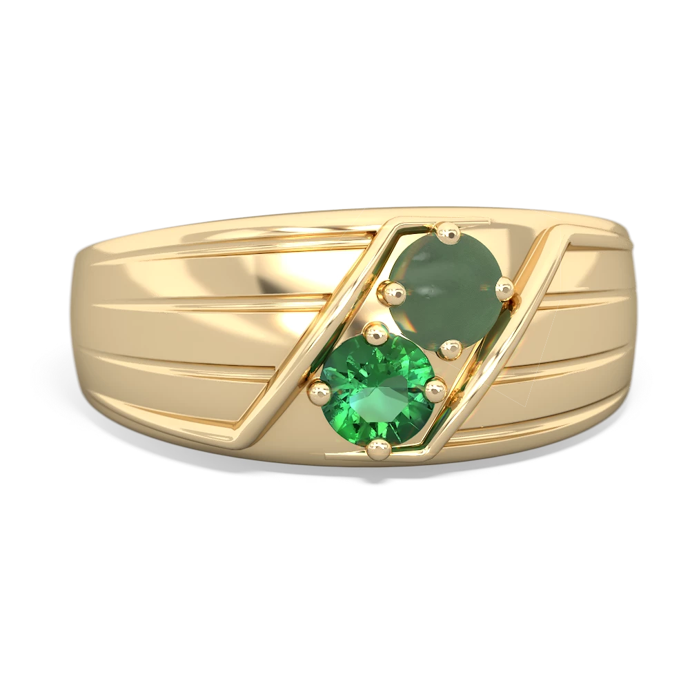 Jade Men's Streamline 14K Yellow Gold ring R0460