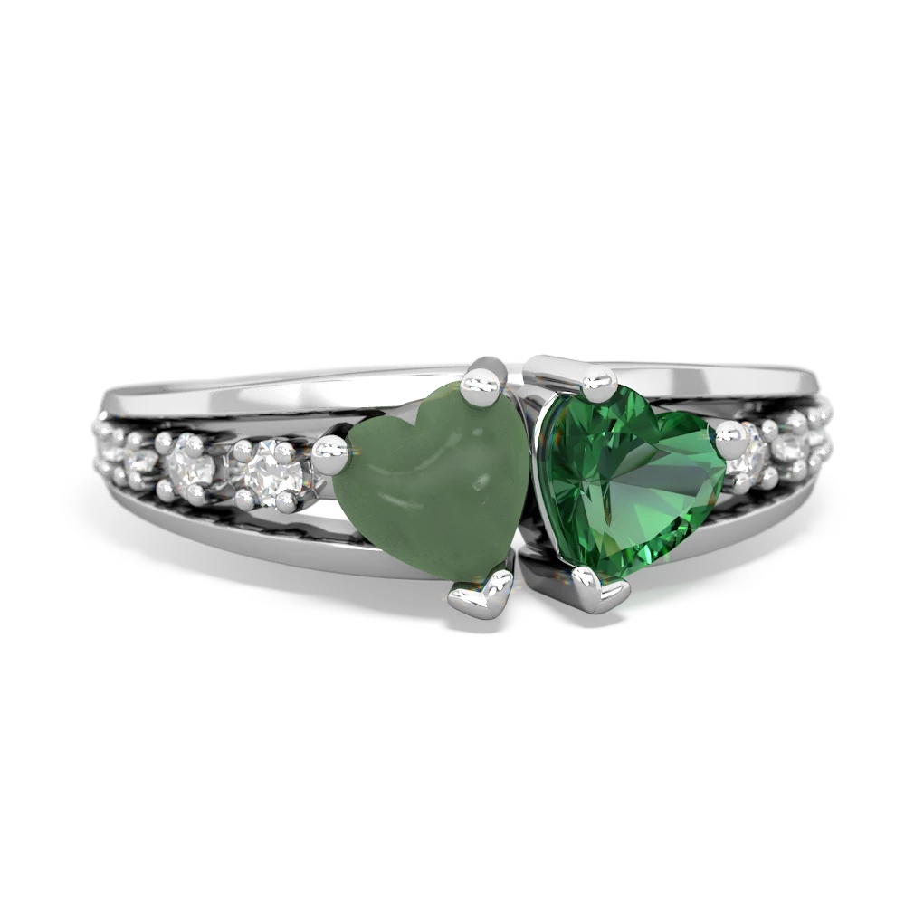 Jade Heart To Heart 14K White Gold ring R3342