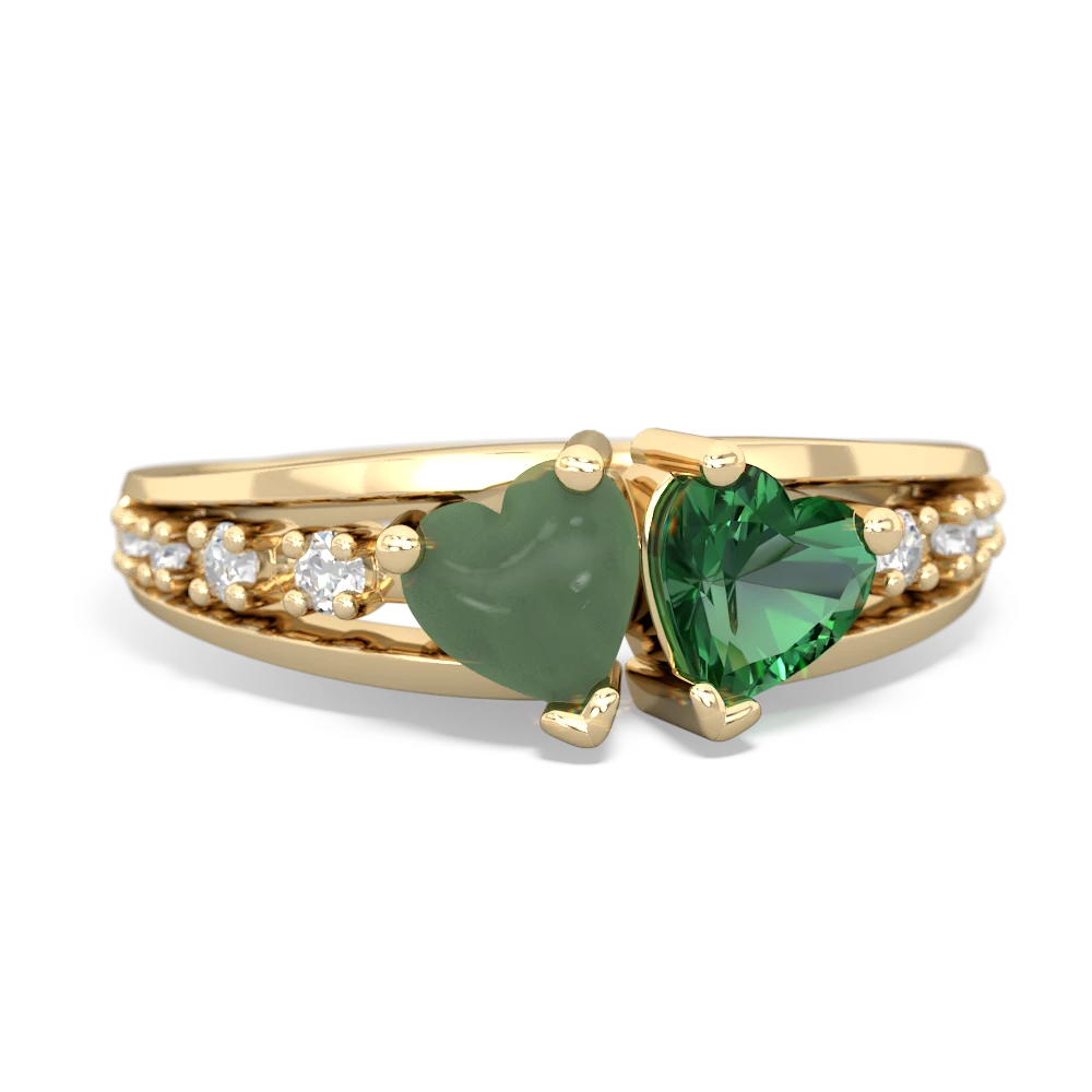 Jade Heart To Heart 14K Yellow Gold ring R3342