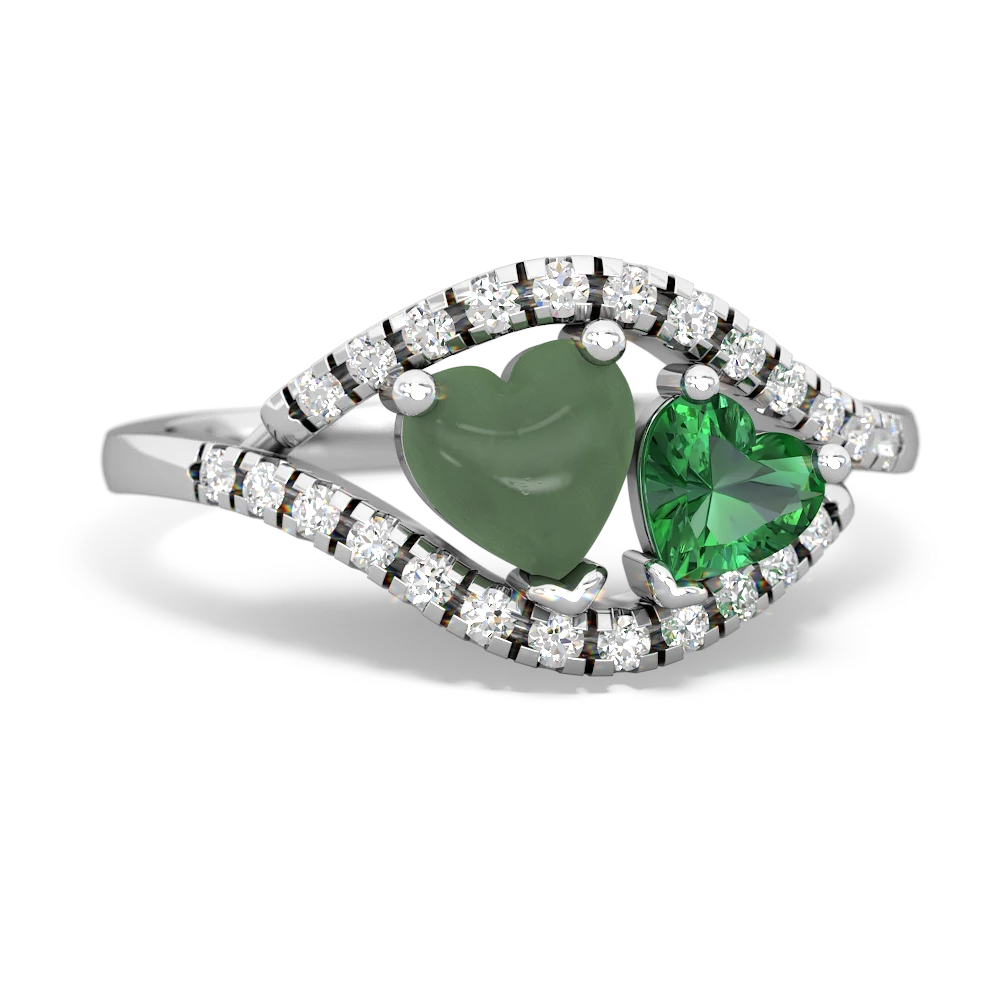 Jade Mother And Child 14K White Gold ring R3010