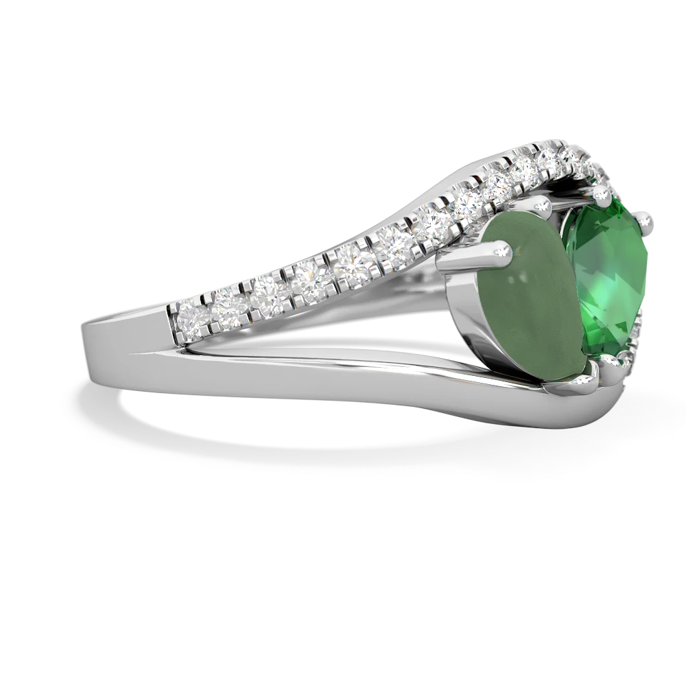 Jade Nestled Heart Keepsake 14K White Gold ring R5650