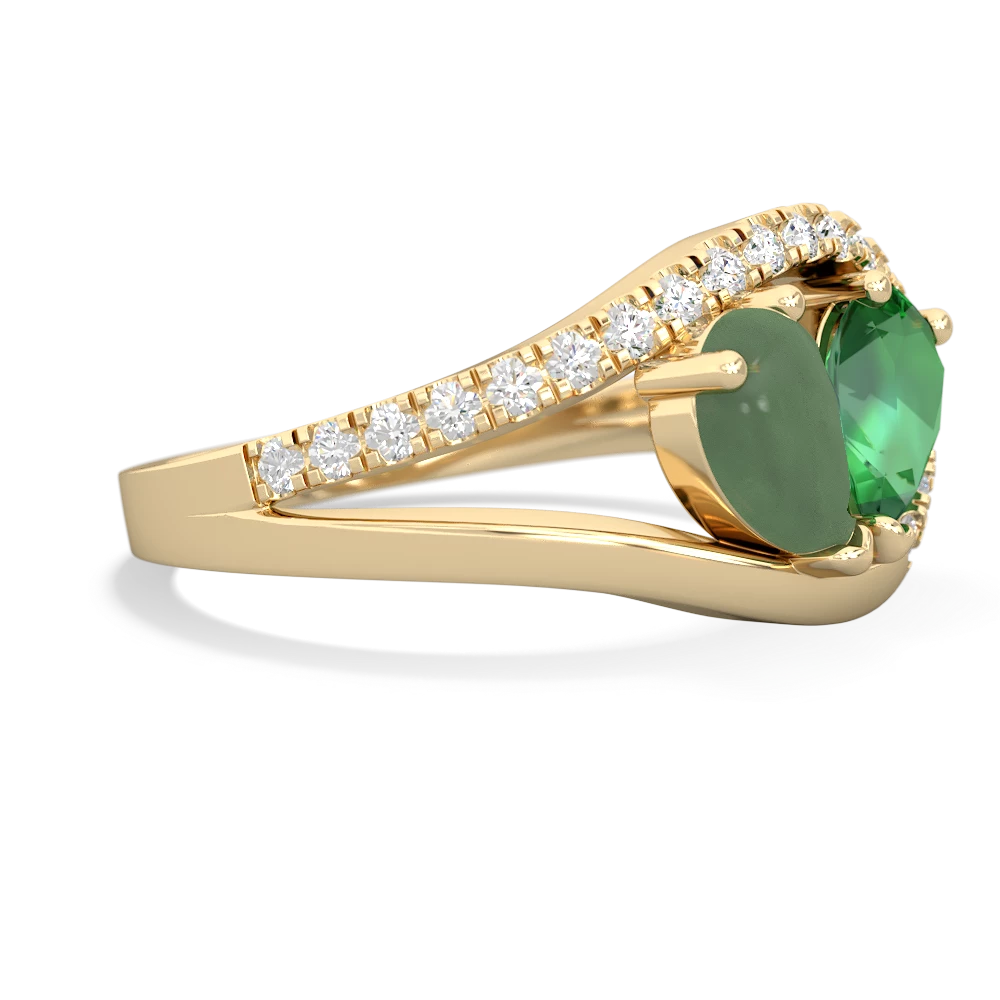 Jade Nestled Heart Keepsake 14K Yellow Gold ring R5650