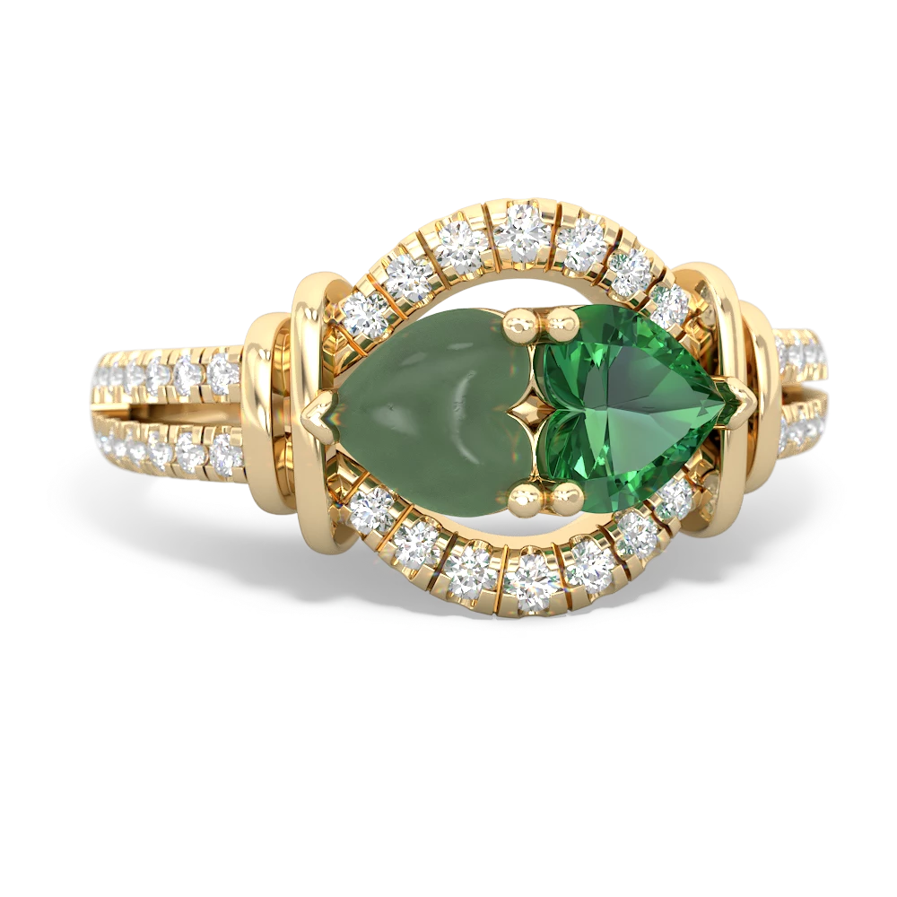 Jade Art-Deco Keepsake 14K Yellow Gold ring R5630