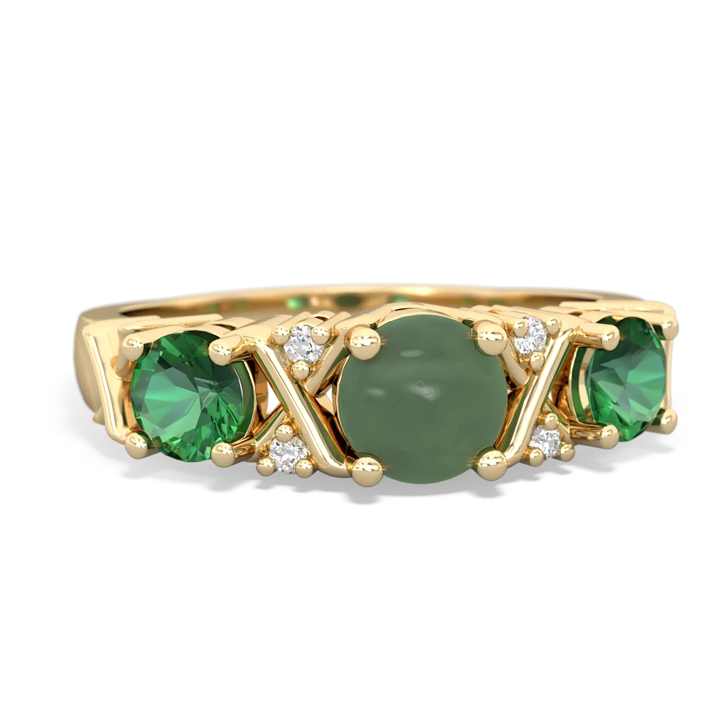 Jade Hugs And Kisses 14K Yellow Gold ring R5016