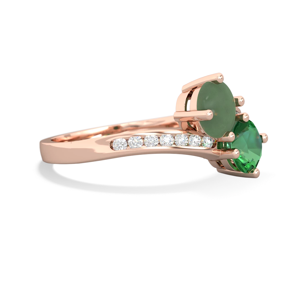 Jade Channel Set Two Stone 14K Rose Gold ring R5303