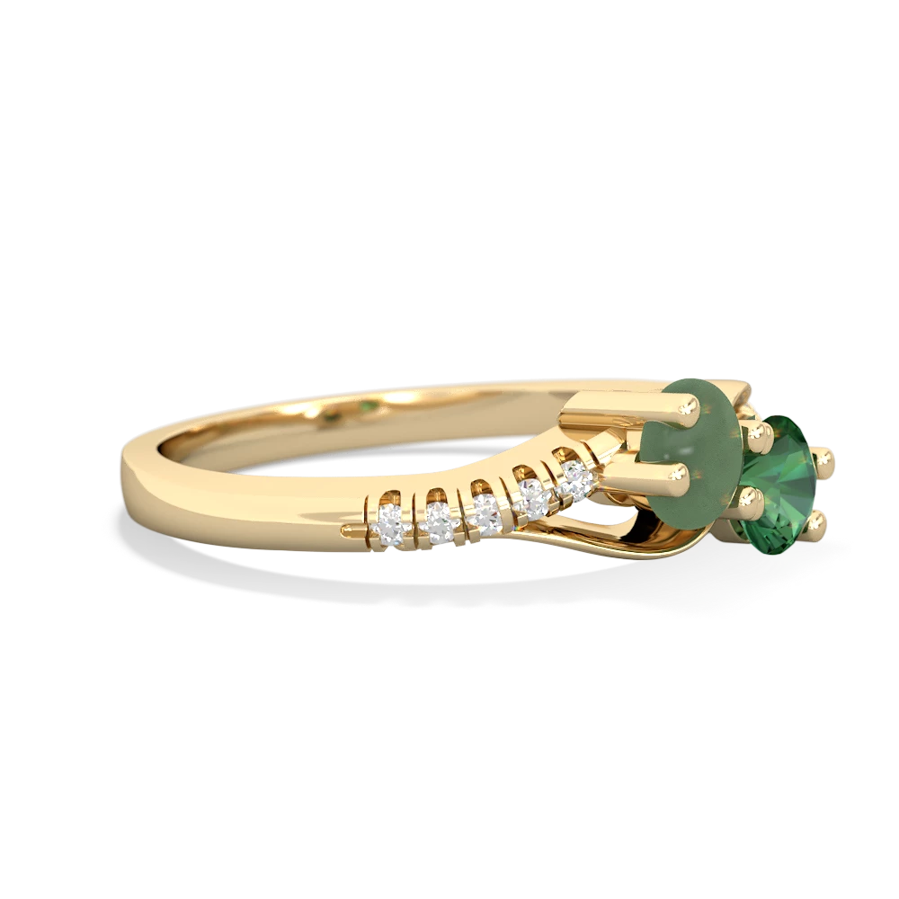 Jade Infinity Pave Two Stone 14K Yellow Gold ring R5285