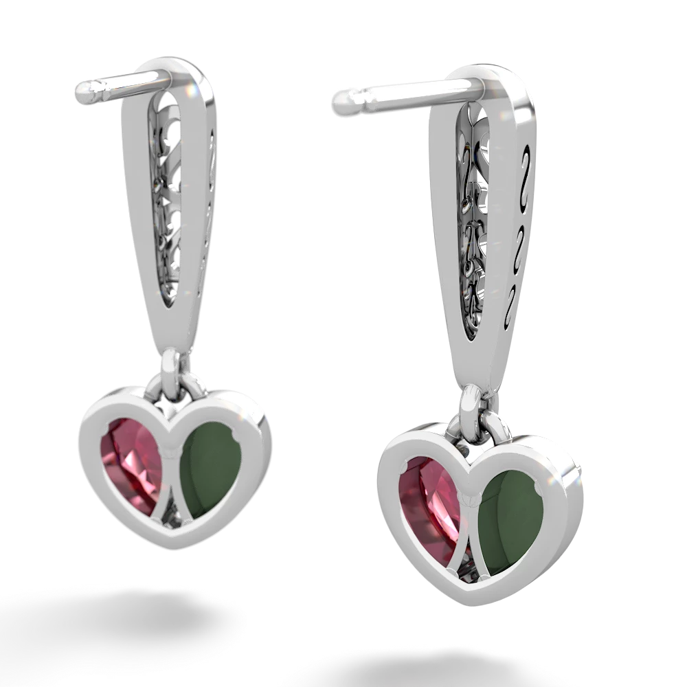 Jade Filligree Heart 14K White Gold earrings E5070