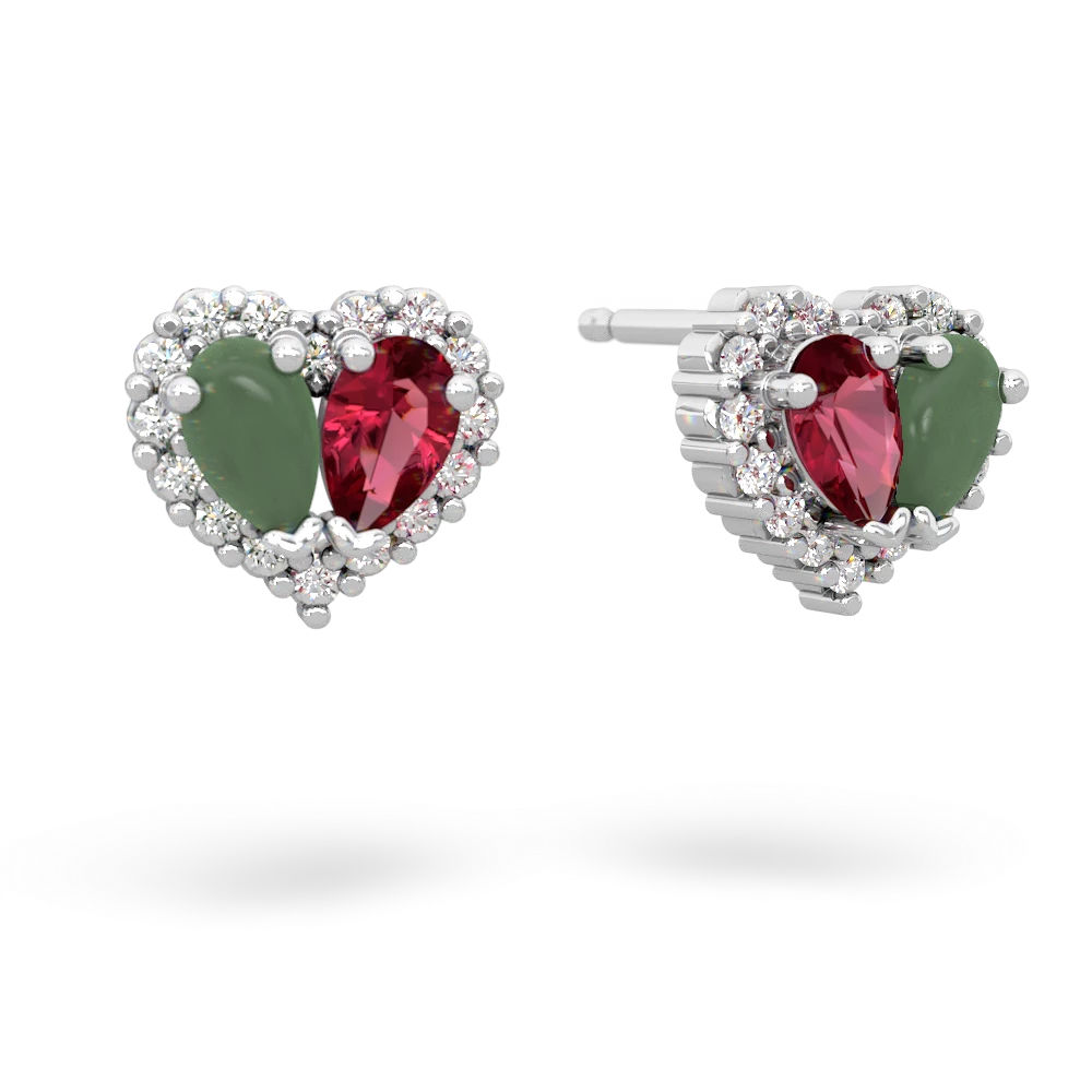 Jade Halo 14K White Gold earrings E7008