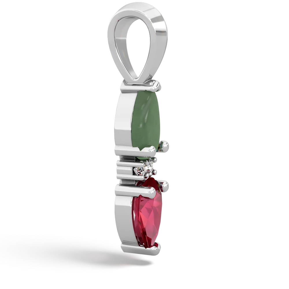Jade Bowtie Drop 14K White Gold pendant P0865