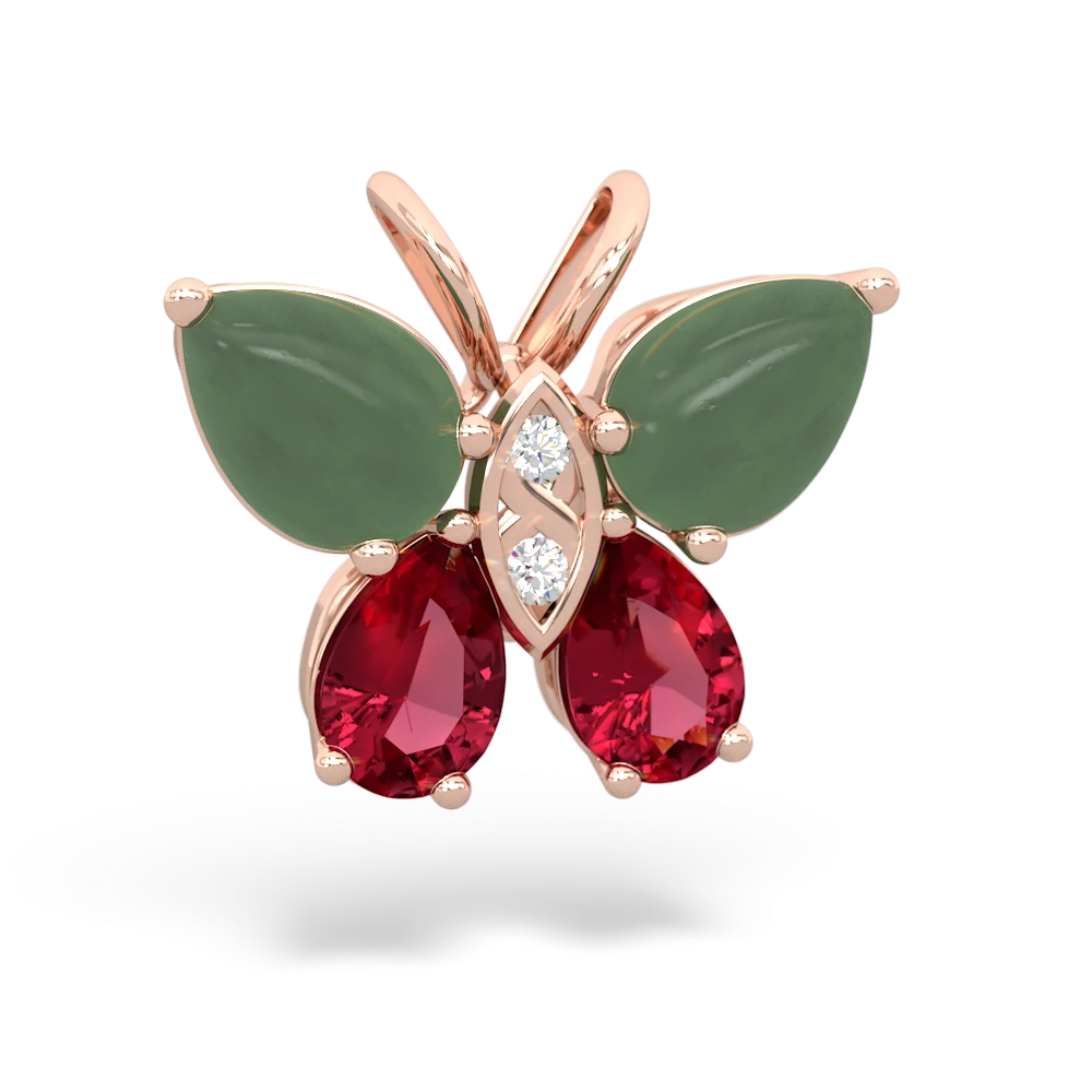 Jade Butterfly 14K Rose Gold pendant P2215