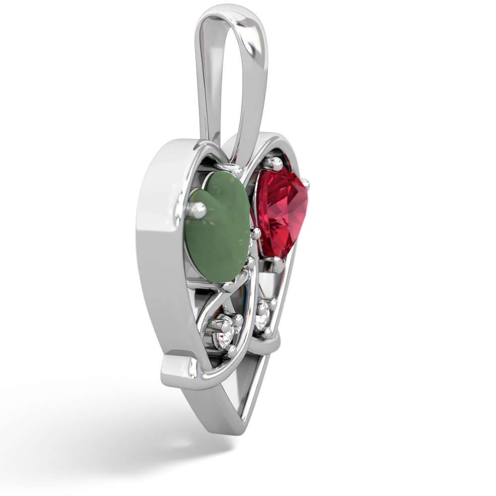 Jade Celtic Trinity Heart 14K White Gold pendant P5331