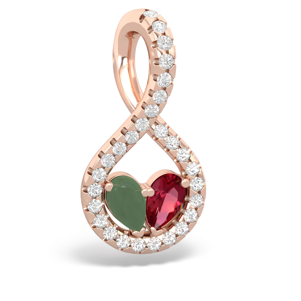 Jade Pave Twist 'One Heart' 14K Rose Gold pendant P5360