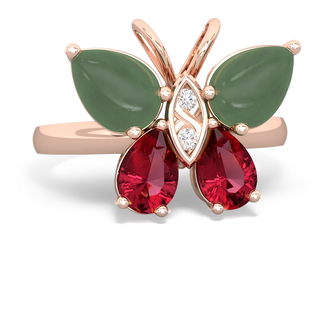 Jade Butterfly 14K Rose Gold ring R2215