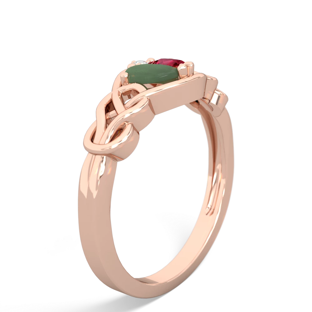 Jade Celtic Love Knot 14K Rose Gold ring R5420