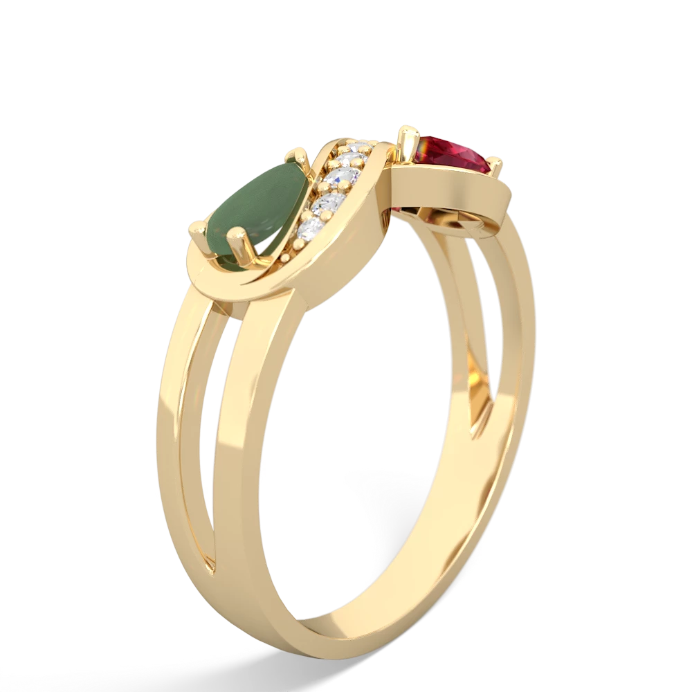 Jade Diamond Infinity 14K Yellow Gold ring R5390