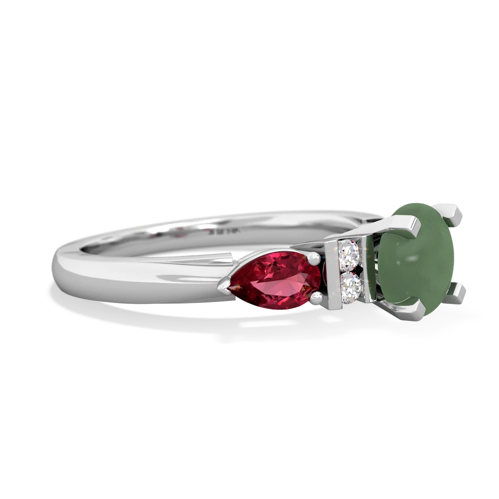 Jade 6Mm Round Eternal Embrace Engagement 14K White Gold ring R2005