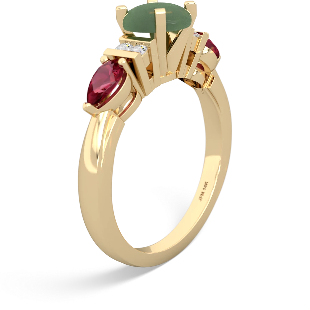 Jade 6Mm Round Eternal Embrace Engagement 14K Yellow Gold ring R2005