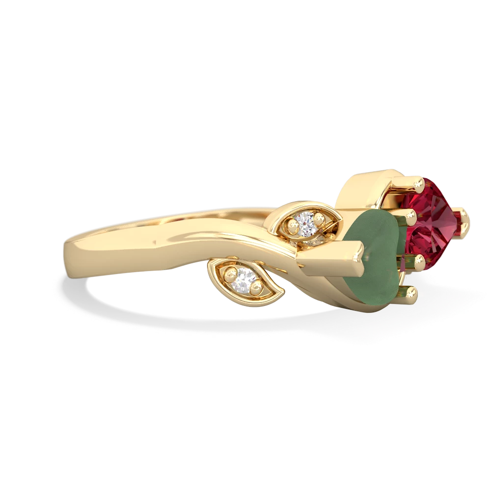 Jade Floral Elegance 14K Yellow Gold ring R5790