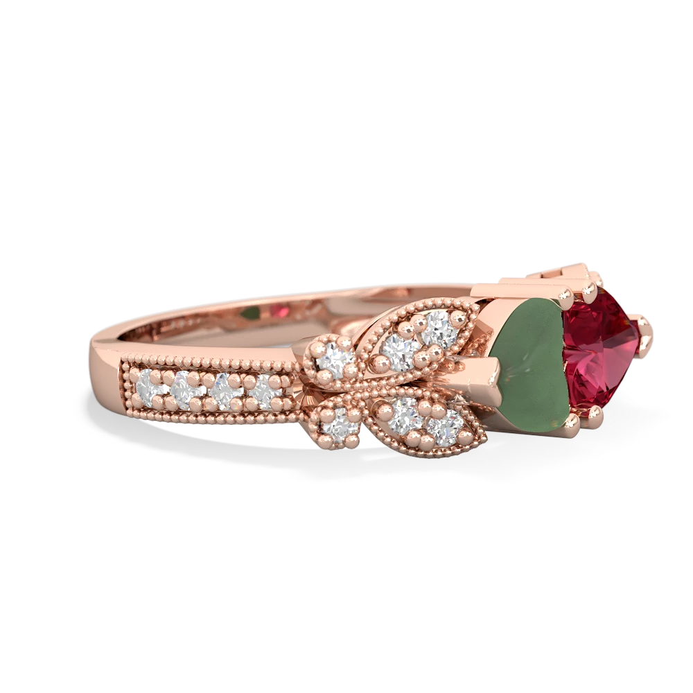 Jade Diamond Butterflies 14K Rose Gold ring R5601