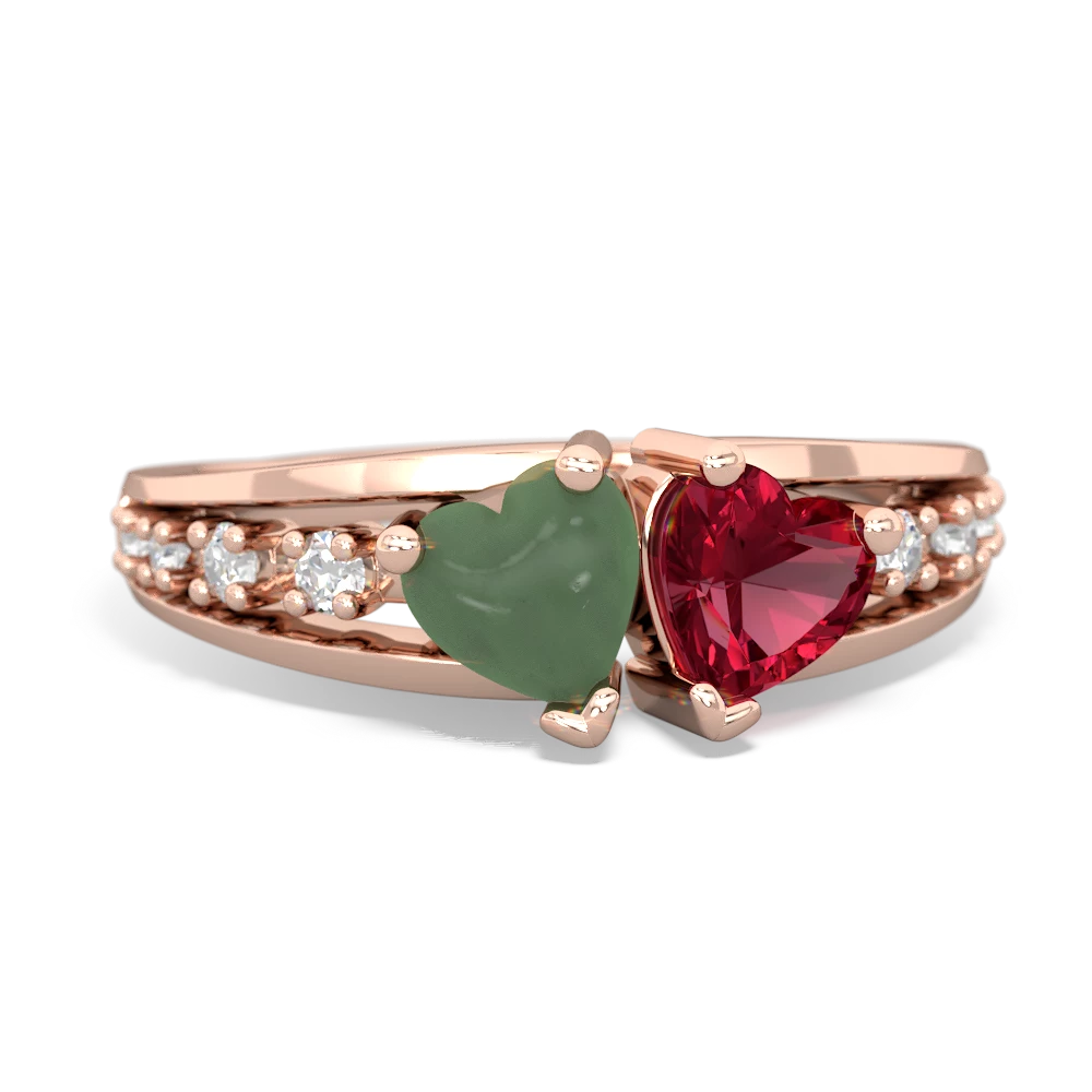 Jade Heart To Heart 14K Rose Gold ring R3342