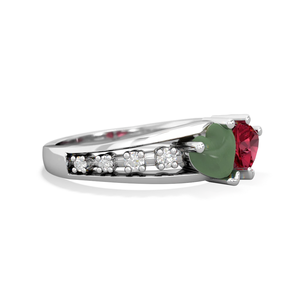 Jade Heart To Heart 14K White Gold ring R3342