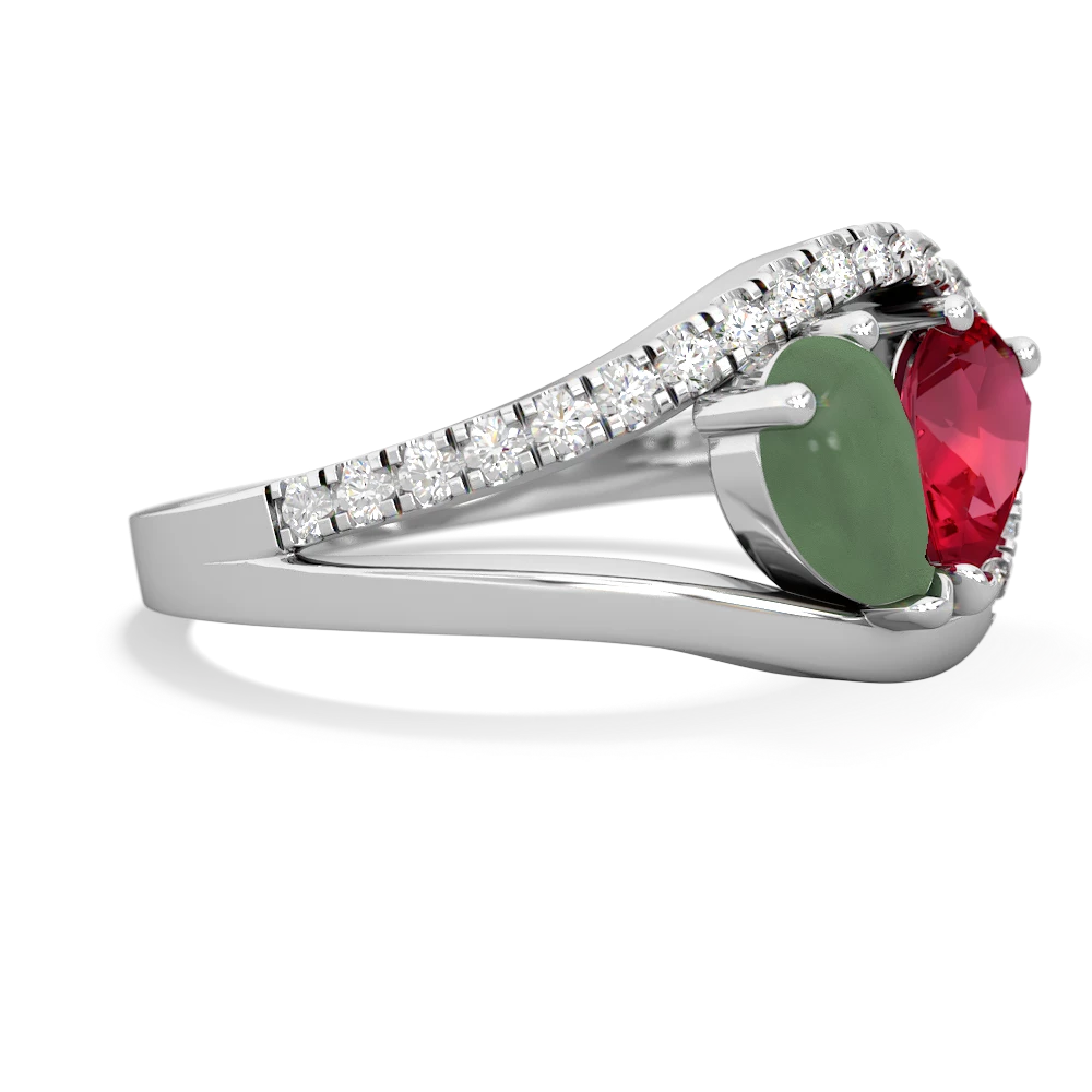 Jade Nestled Heart Keepsake 14K White Gold ring R5650