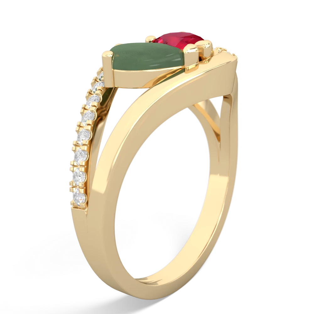 Jade Nestled Heart Keepsake 14K Yellow Gold ring R5650