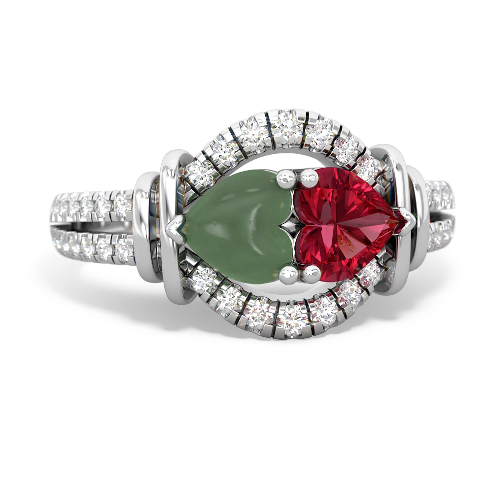 Jade Art-Deco Keepsake 14K White Gold ring R5630